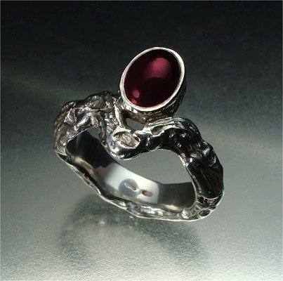 Natural twist sterling silver & sugilite ring